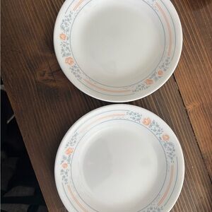 Corelle Orange and Blue Floral Dinner Plates